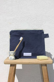 Cotton Wash Bag - Stormy Blue